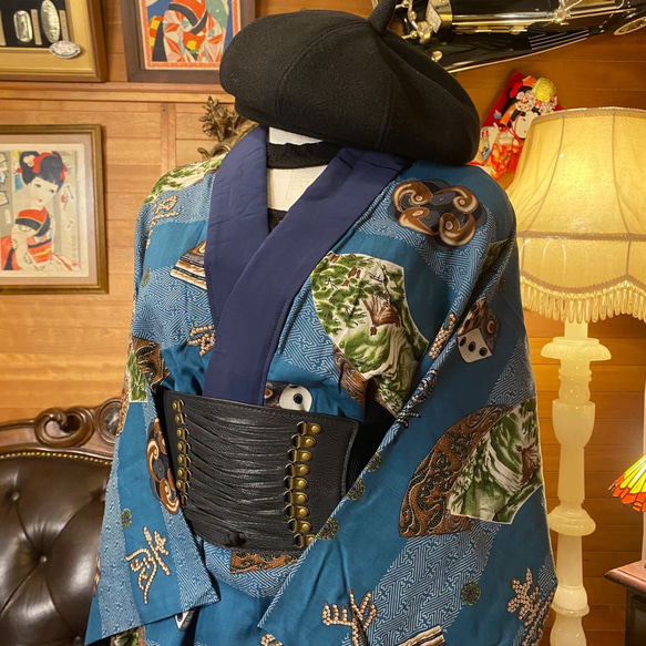 長襦袢 着物 ハンドメイド リメイク ユニセックス  ワンピース ドレス  JW-16 3枚目の画像