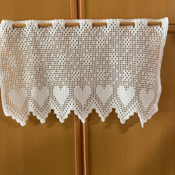 レース編み 編み物 ハート柄のカフェカーテン カーテン ひまわりの丘