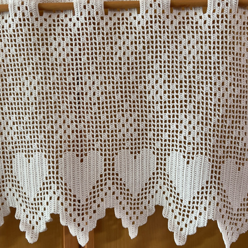 レース編み 編み物 ハート柄のカフェカーテン カーテン ひまわりの丘