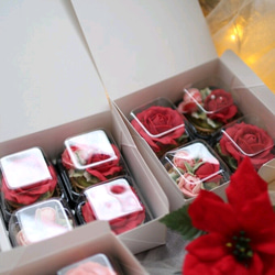 (風呂敷ラッピング)あんフラワークッキー(赤いバラ)４個入り 誕生日プレゼント 和菓子 食べられるお花！ 7枚目の画像