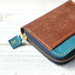 シンプルなコンパクトミニ財布　ブルー　青　 受注製作 2枚目の画像