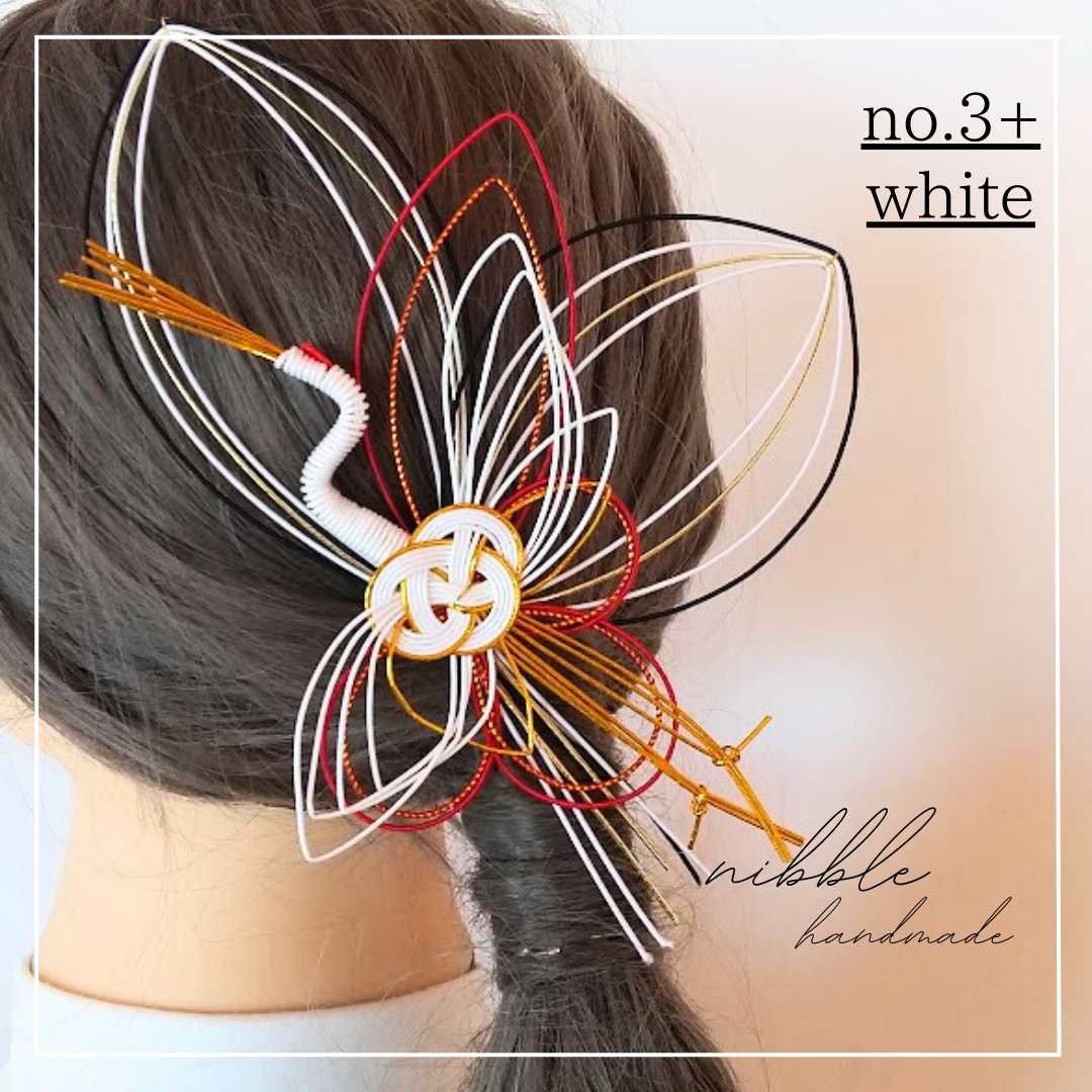 【creema限定クーポン】水引　鶴　豪華　髪飾り　ショートOK　ボブ　前撮り　成人式　結婚式　卒業式　m-46