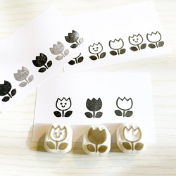消しゴムはんこNo.399 ちびくまとチューリップ ちびまる様専用 消しゴムはんこ 消しゴムはんこNo.399 ちびくま