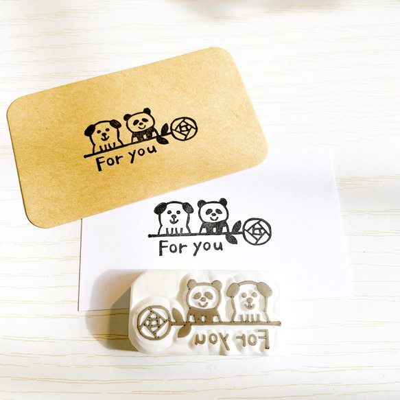 xipangu★【SALE】消しゴムはんこ★ねこ&パンダ ハート抱っこのパンダ 消しゴムはんこ | iichi 日々の暮らしを