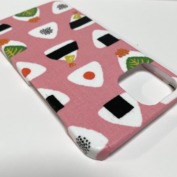 【Xperia/GALAXY/iPhone】おにぎり柄 おむすび ピンク スマホケース 4枚目の画像