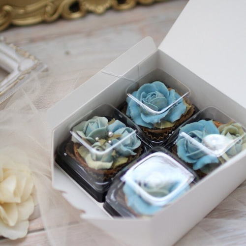 風呂敷ラッピング)あんフラワークッキー(青色のバラ)4個入り 誕生日