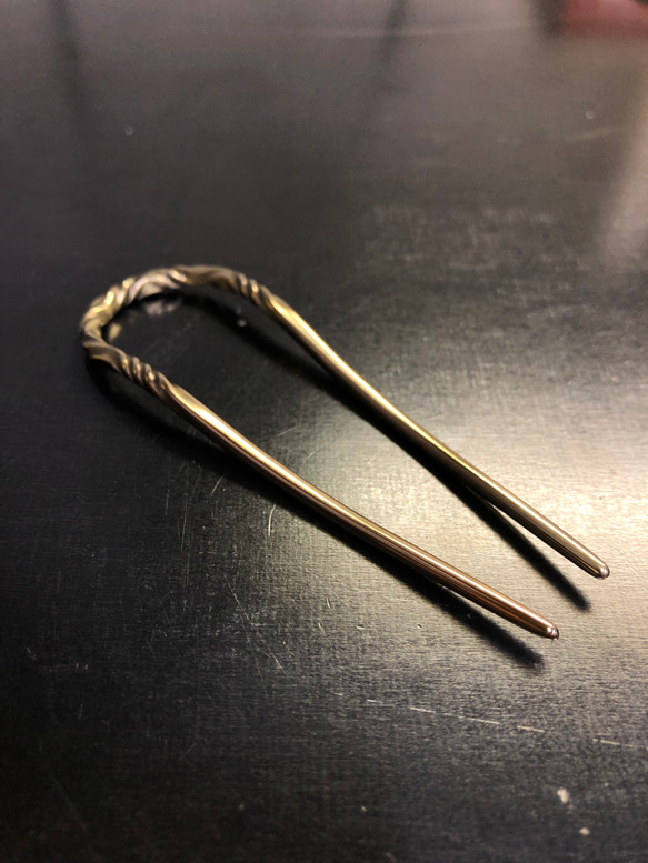 brass hair fork Ssize ヘアフォーク （かんざし）ヘアスティック 2枚目の画像