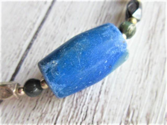 【B35】　ネックレス　エジプト調　ラピス　ブルータイガーアイ　銀細工　虎目石　天然石　天然石ビーズアクセサリー 4枚目の画像