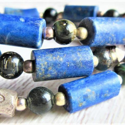 【B35】　ネックレス　エジプト調　ラピス　ブルータイガーアイ　銀細工　虎目石　天然石　天然石ビーズアクセサリー 8枚目の画像