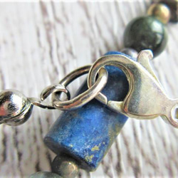 【B35】　ネックレス　エジプト調　ラピス　ブルータイガーアイ　銀細工　虎目石　天然石　天然石ビーズアクセサリー 9枚目の画像