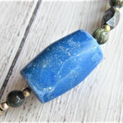 【B35】　ネックレス　エジプト調　ラピス　ブルータイガーアイ　銀細工　虎目石　天然石　天然石ビーズアクセサリー 3枚目の画像