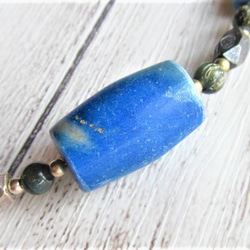 【B35】　ネックレス　エジプト調　ラピス　ブルータイガーアイ　銀細工　虎目石　天然石　天然石ビーズアクセサリー 6枚目の画像