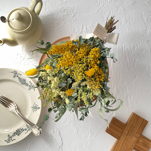 ミモザのナチュラルスワッグブーケSサイズ 無料ラッピング ドライ
