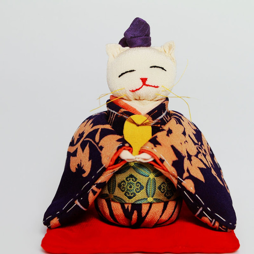 桃の節句・ひな祭り ちりめん古布『ねこのお雛様とお内裏様