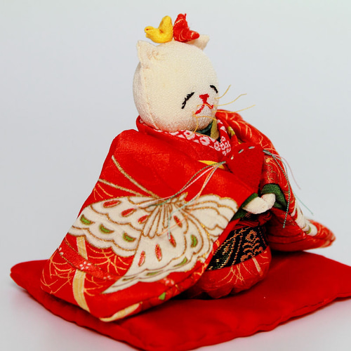 桃の節句・ひな祭り ちりめん古布『ねこのお雛様とお内裏様