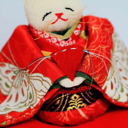 桃の節句・ひな祭り ちりめん古布『ねこのお雛様とお内裏様