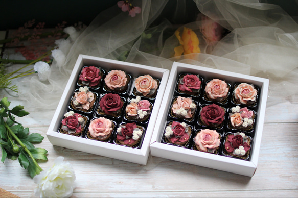 (風呂敷ラッピング)ビンテージ風あんフラワークッキー9個入り  誕生日プレゼント あんこのお花！ 8枚目の画像