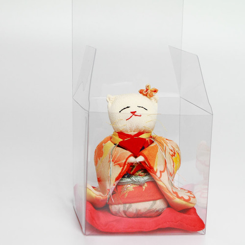 桃の節句・ひな祭り ちりめん古布『ねこのお雛様とお内裏様 』人形