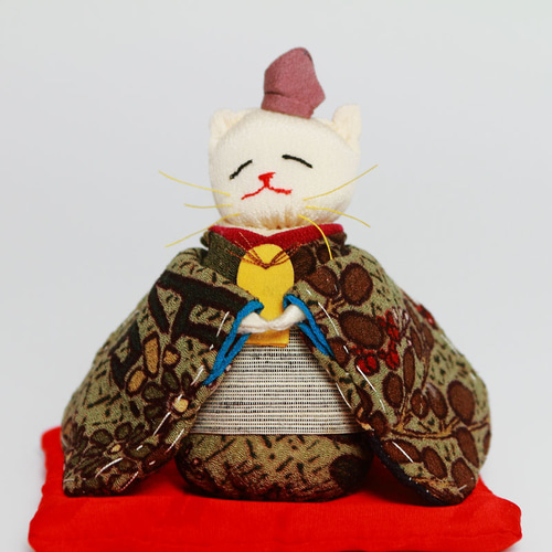 桃の節句・ひな祭り ちりめん古布『ねこのお雛様とお内裏様 桃の節句・ひな祭り ちりめん古布『ねこのお雛様とお内裏様