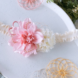 ベビーキッズ　華やかミニダリアの髪飾りP  ベビーヘアバンド　ヘアクリップ　お宮参り　ハーフバースデー　初節句　七五三　 16枚目の画像