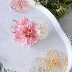 ベビーキッズ　華やかミニダリアの髪飾りP  ベビーヘアバンド　ヘアクリップ　お宮参り　ハーフバースデー　初節句　七五三　 13枚目の画像
