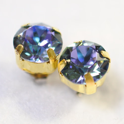 施華洛世奇稀有顏色水鑽耳環（8 毫米，海藍寶石 Vitrail 燈，鈦柱） 第2張的照片