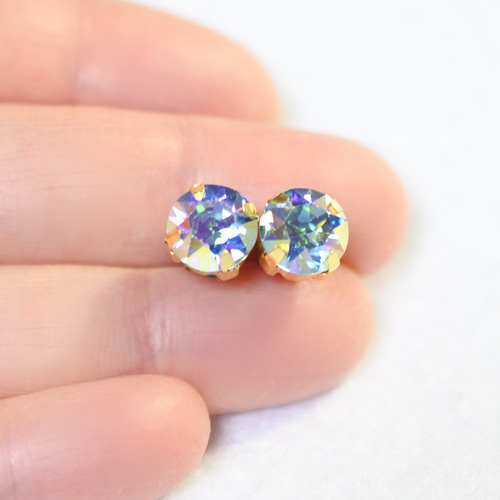 スワロフスキー☆天使の羽根ピアス（アクア） | 誕生石