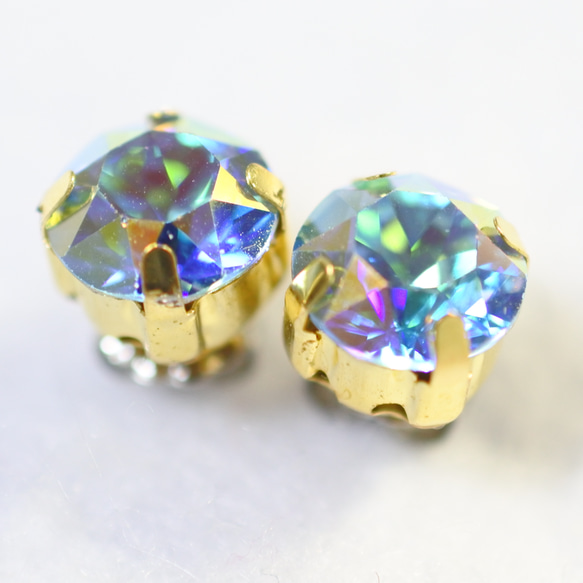 施華洛世奇稀有彩色水鑽耳環（8毫米，海藍寶石透射，鈦耳環） 第1張的照片