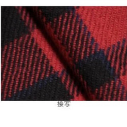 上質日本製ウール100%/Aラインギャザースカート(赤黒チェックに青ライン入) 8枚目の画像