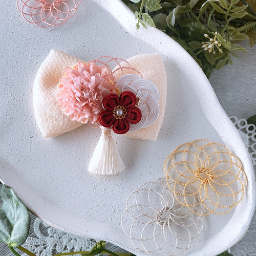 ベビーキッズ ちりめんリボンの髪飾りP ベビーヘアバンド ヘア  