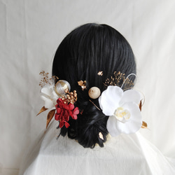 グリーンアジサイのかんざし髪飾り 成人式和装 結婚式 アップスタイル くすみグリーンと桜の髪飾り No.GS54 髪飾り 成人式 卒業式 結婚