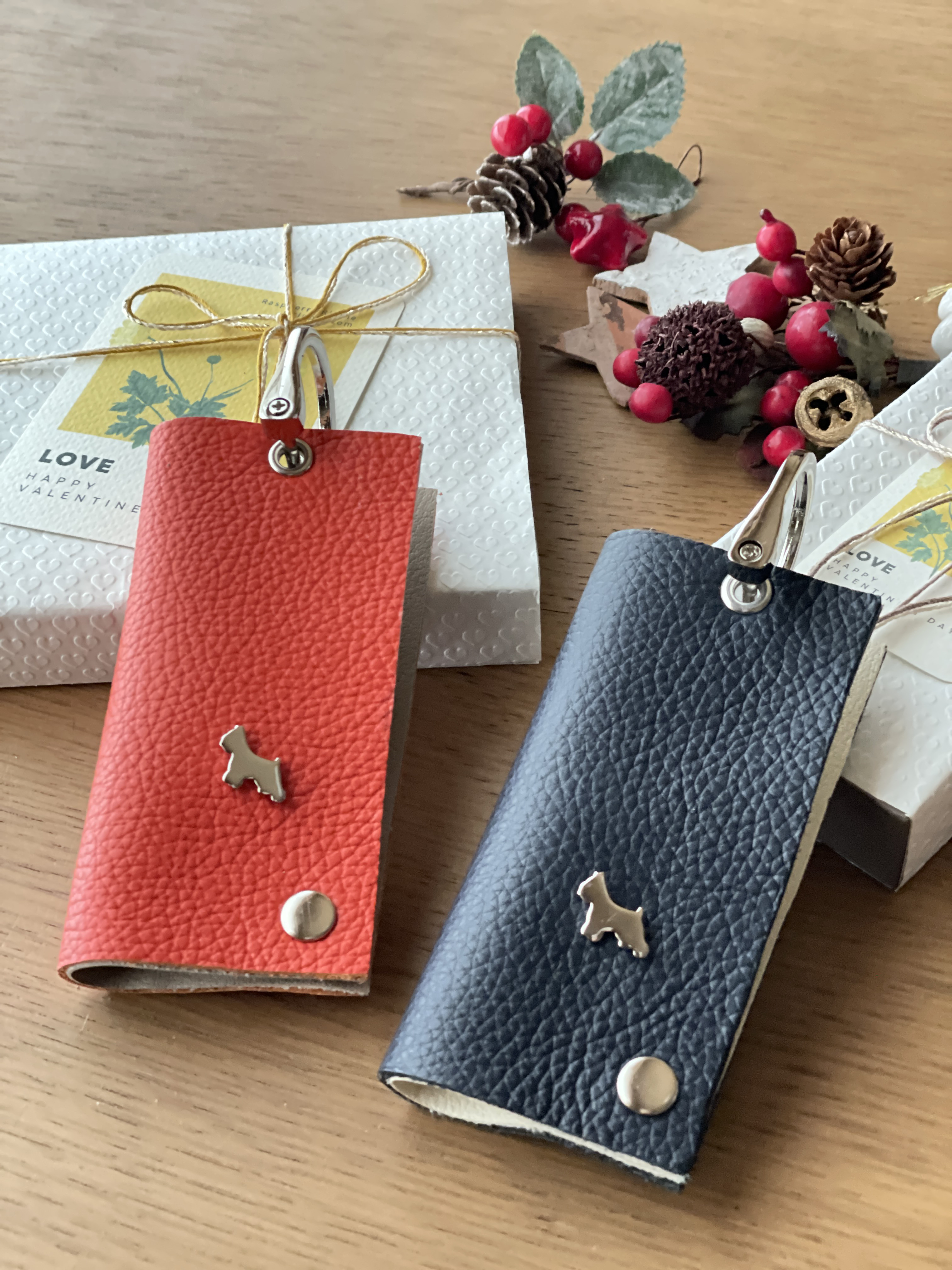 12犬種＋αから選べる！(レザーカラー16色) スマートキー対応コンパクトキーケースセット(ペアギフト)