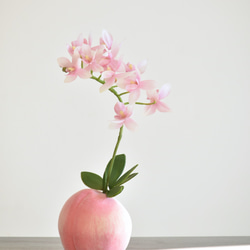 ピーチ＋オーキッド！？ 桃と蘭(ライトピンク)　アーティフィシャルフラワー　咲き続けるフラワーインテリア 3枚目の画像
