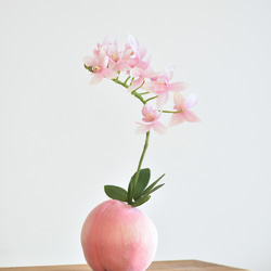 ピーチ＋オーキッド！？ 桃と蘭(ライトピンク)　アーティフィシャルフラワー　咲き続けるフラワーインテリア 2枚目の画像
