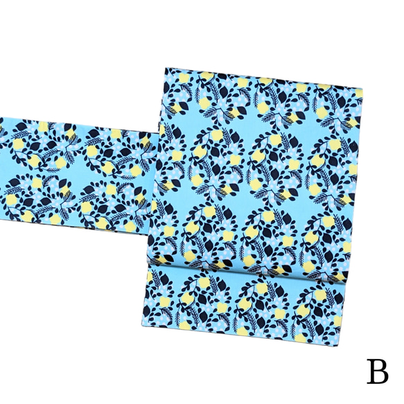 ファブリック名古屋帯【レモンのリース】 2枚目の画像
