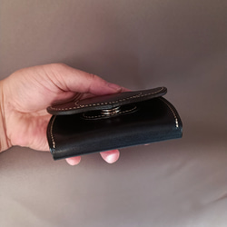 ハートのコインケース　カード入れ　オーダーメイド　本革ブラック　革の財布　マグネットホック　栃木レザー 5枚目の画像