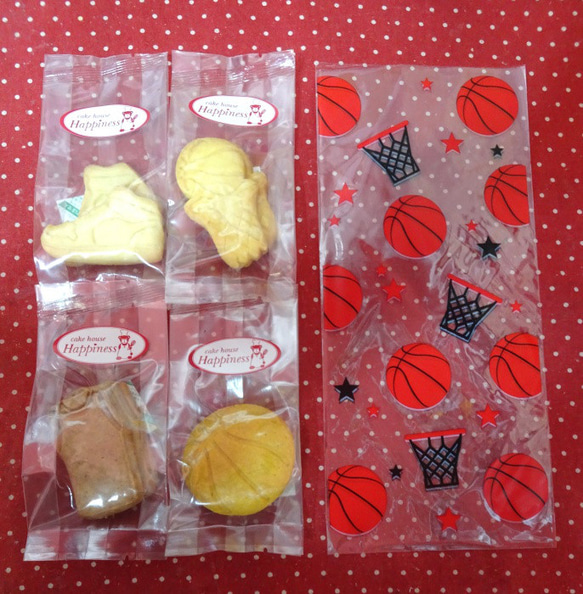 バスケットボール柄のopp袋にクッキー4種類詰め合わせ♪(*^▽^） 3枚目の画像