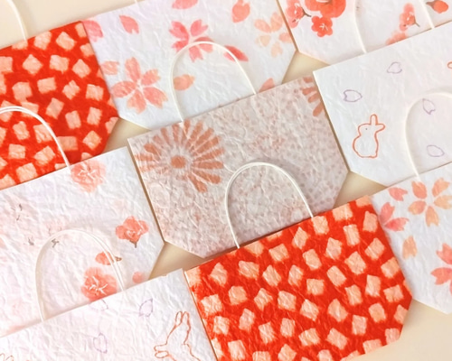 越前和紙のミニ紙袋 2枚セット メッセージタグ付き【受注制作