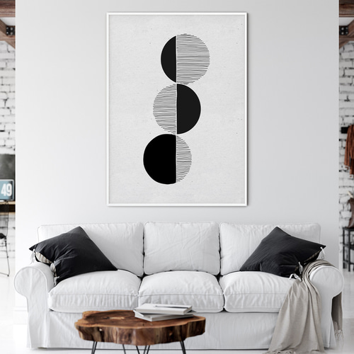 モノクロ絵画 抽象画 アート B2サイズ インテリア
