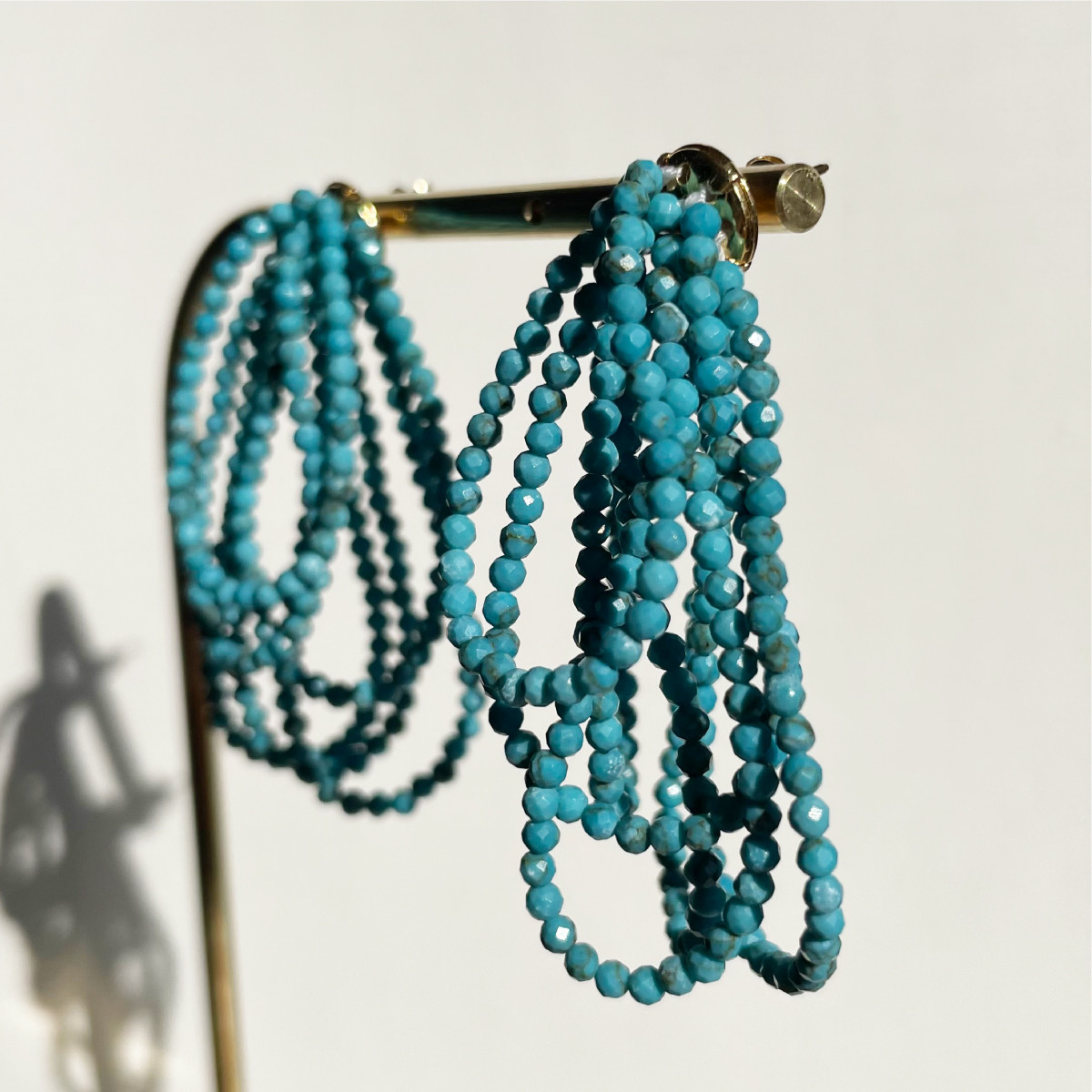 フリンジピアス-ターコイズ（天然石）