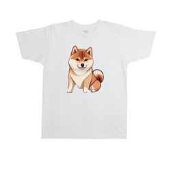 柴犬の子Tシャツ ホワイト 1枚目の画像