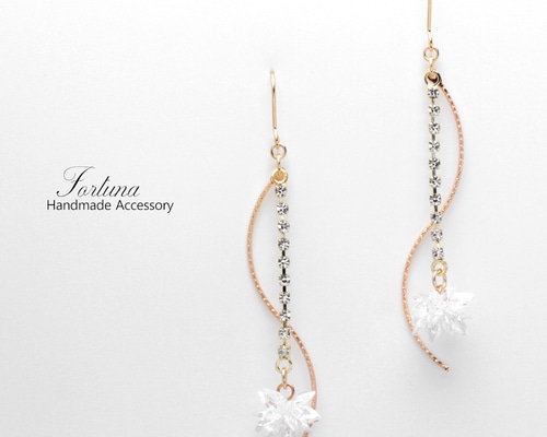 Wave Crystal(1179) ピアス/イヤリング/ノンホールピアス/樹脂ピアス