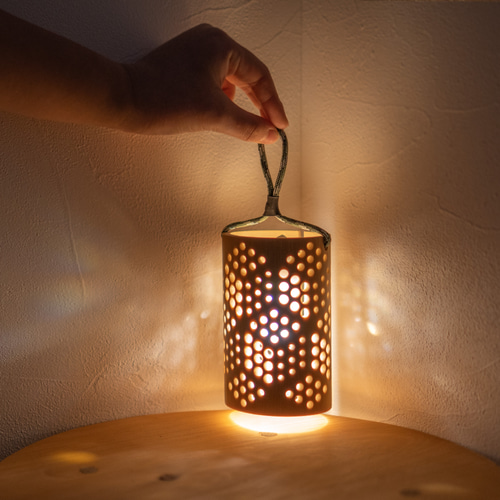 やすらぎランタン （CUBE）LEDライト付き ランタンシェード 竹