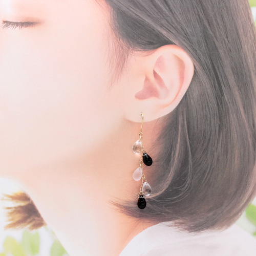 モノトーンドロップ(1186) ピアス/イヤリング/ノンホールピアス/樹脂 