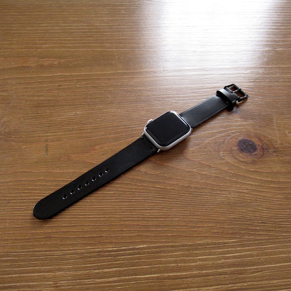 ホーウィン シェルコードバン Apple Watch バンド 時計ベルト 黒　革ベルト 腕時計　アップルウォッチ 2枚目の画像