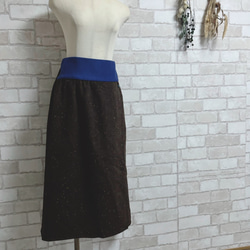 上質日本製ツイード/ラップ風スカート…(ブラウン系にカラーネップ入) 4枚目の画像