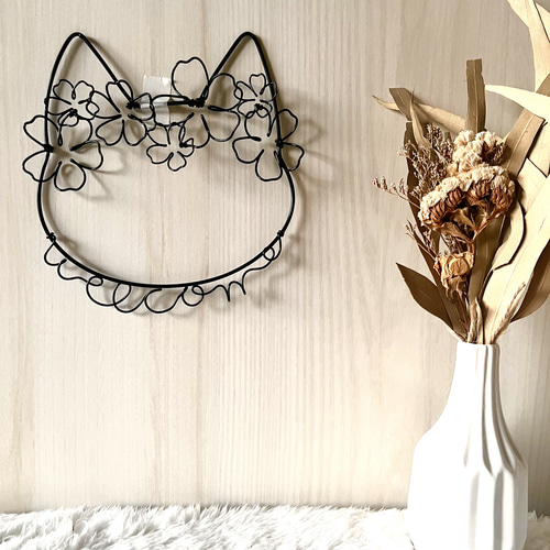 猫と小鳥　フラワーアート　ワイヤーアート af0d07a55f72034d4db1e773094a2e