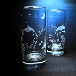「月夜の海」 イルカ・シャチ ペアグラス 3枚目の画像