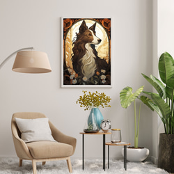 【守護犬 - ボーダーコリー犬 No.3】アールヌーヴォー アートポスター 犬の絵 犬の絵画 犬のイラスト 7枚目の画像