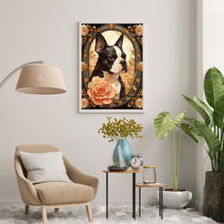 【守護犬 - ボストンテリア犬 No.1】アールヌーヴォー アートポスター 犬の絵 犬の絵画 犬のイラスト 7枚目の画像